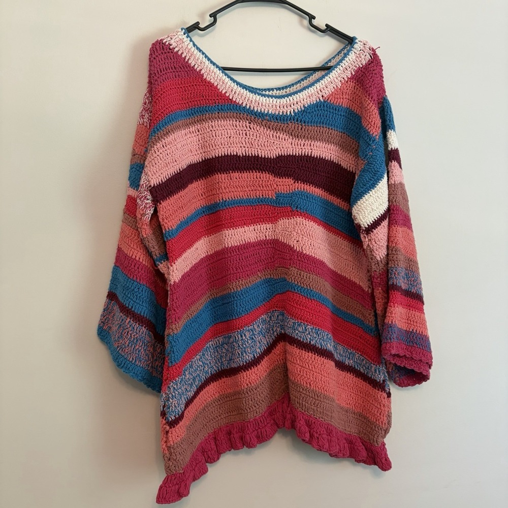 Celia‎ B Crochet Dream Scalloped Dress S Multicolor Knit Mini Resort Statement
